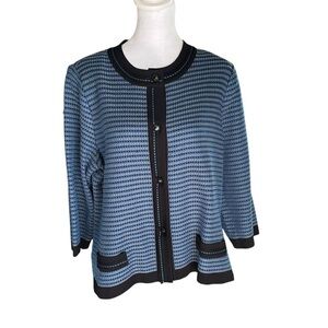 Misook Exclusively - Multi Blue Cardigan Sweater Sz L